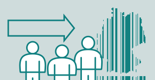 Personen mit Pfeil der auf Deutschlandkarte zeigt