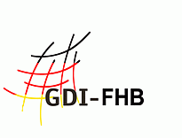 Gitter in Deutschlanfarben mit Schriftzug GDI-FHB in Schwarz